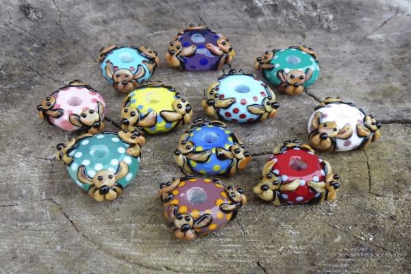 Beads - Glasperle getupft "DogTrio" - handmade